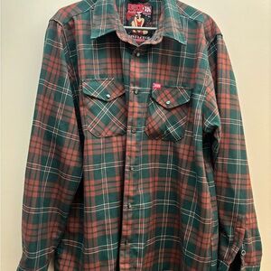 DIXXON Mistletoe Plaid Casual Button Down Shirt